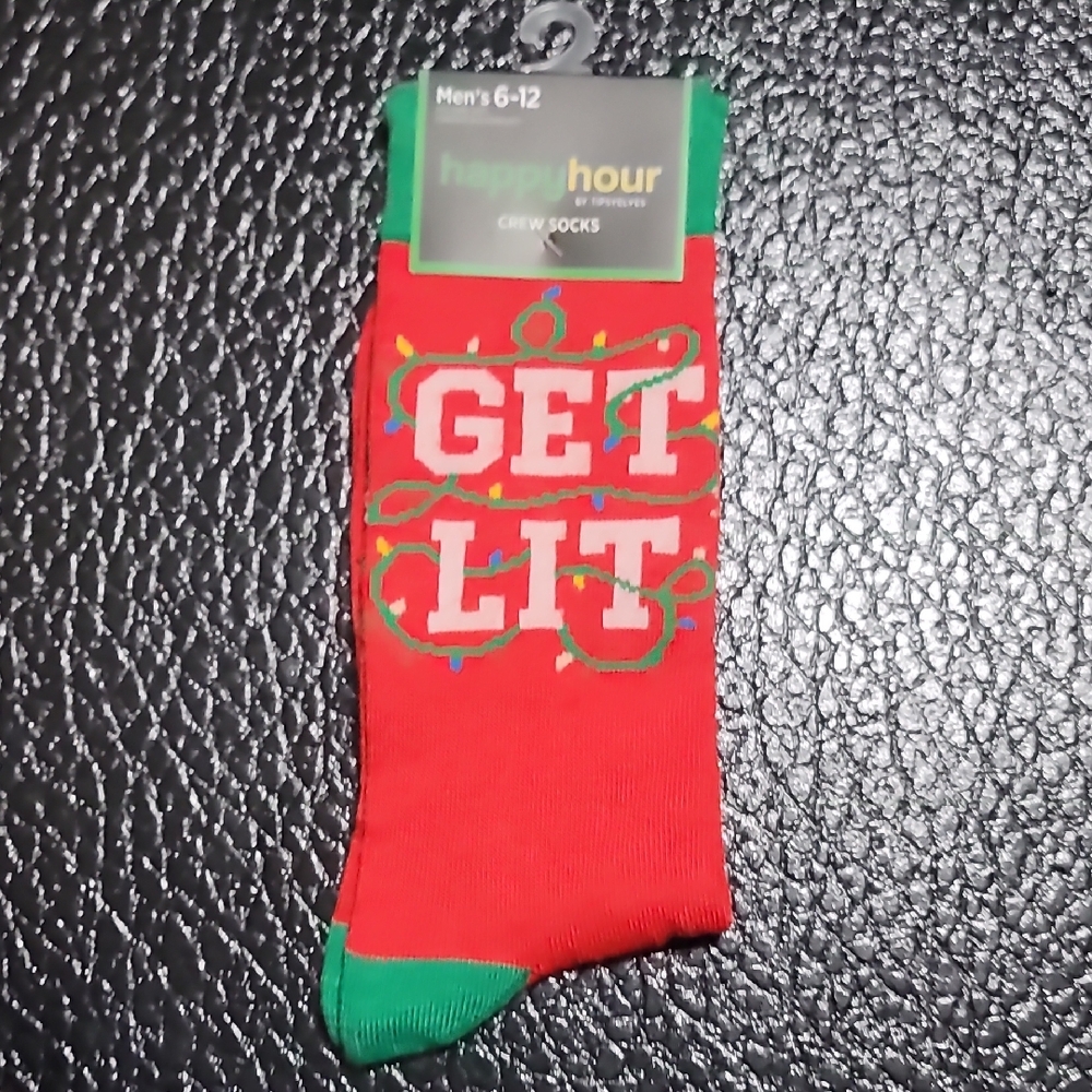 Tipsy Elves Red and Green 'Get Lit' Crew Socks